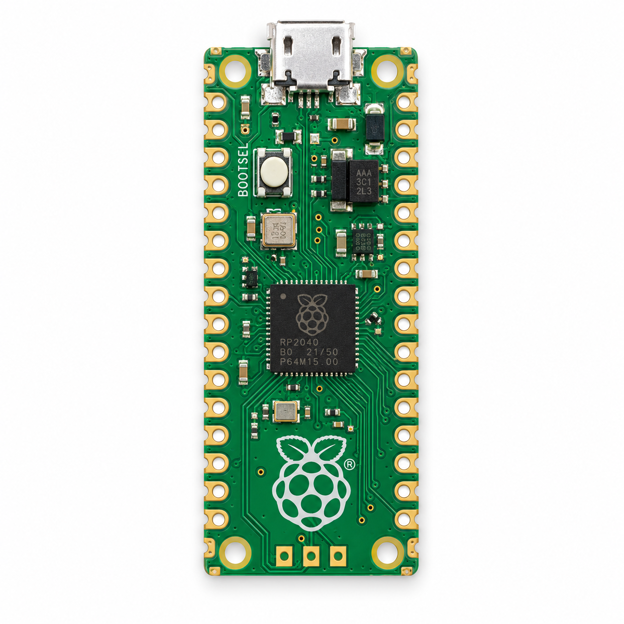 Raspberry Pi Pico RP2040 Microcontroller Board – 40-Pin Castellated, Without Headers